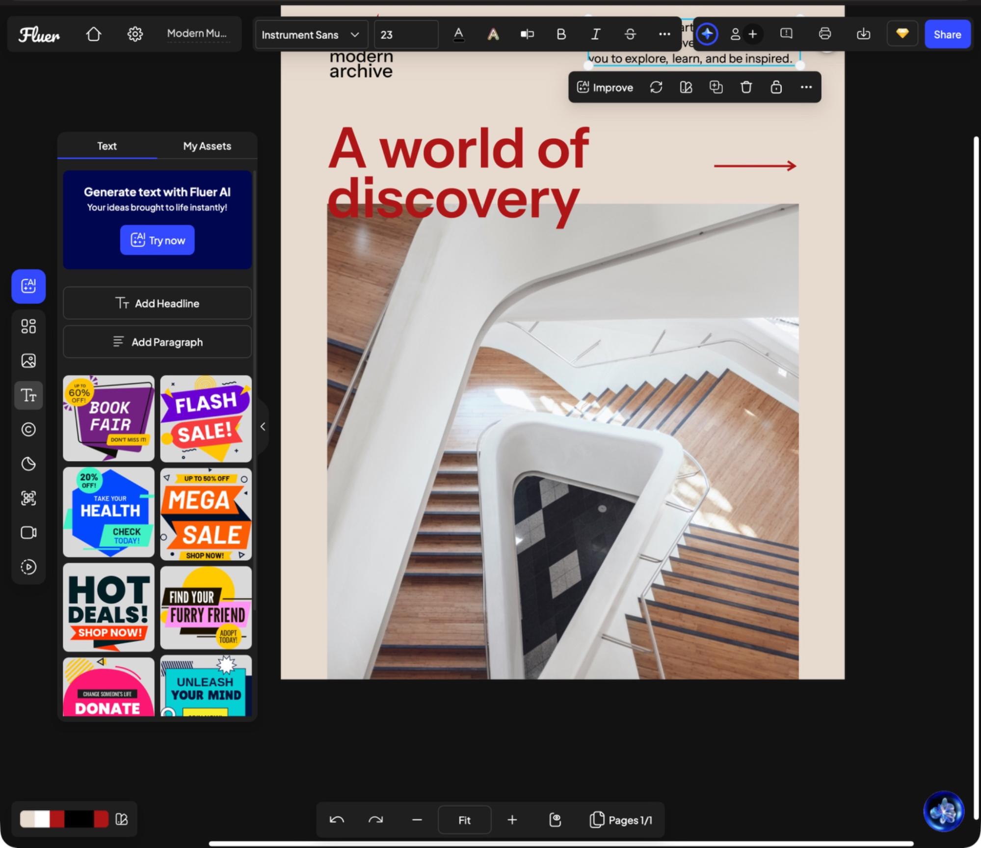 Fluer, our pick for the best free Photoshop alternative for affordable content creation for teams