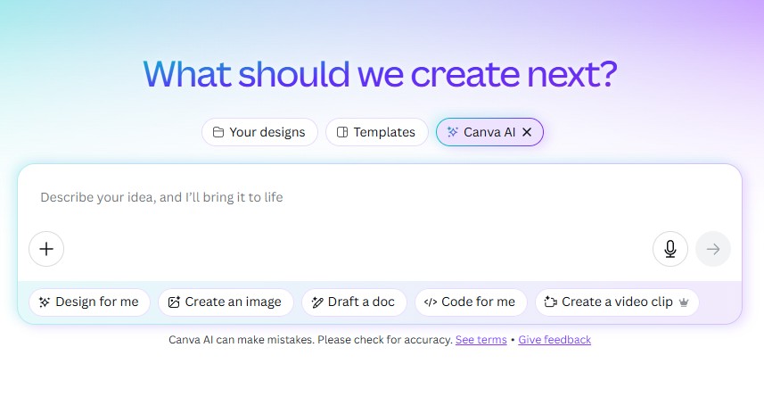 Canva's conversational assistant