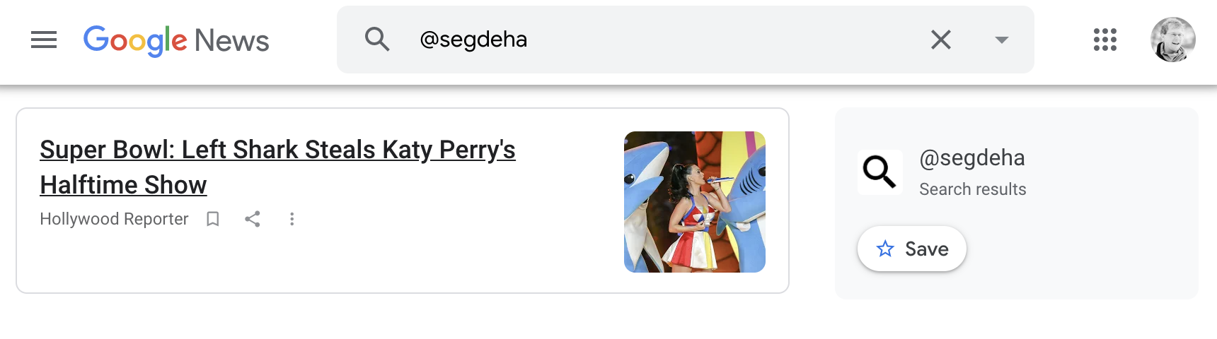 Just search for your Twitter handle in Google News