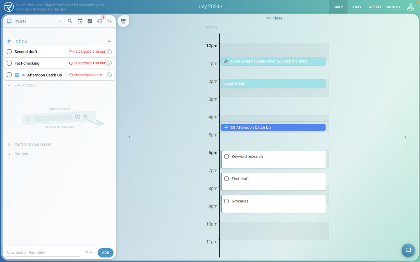 Trevor, our pick for the best AI calendar for a simple, free solution for task management