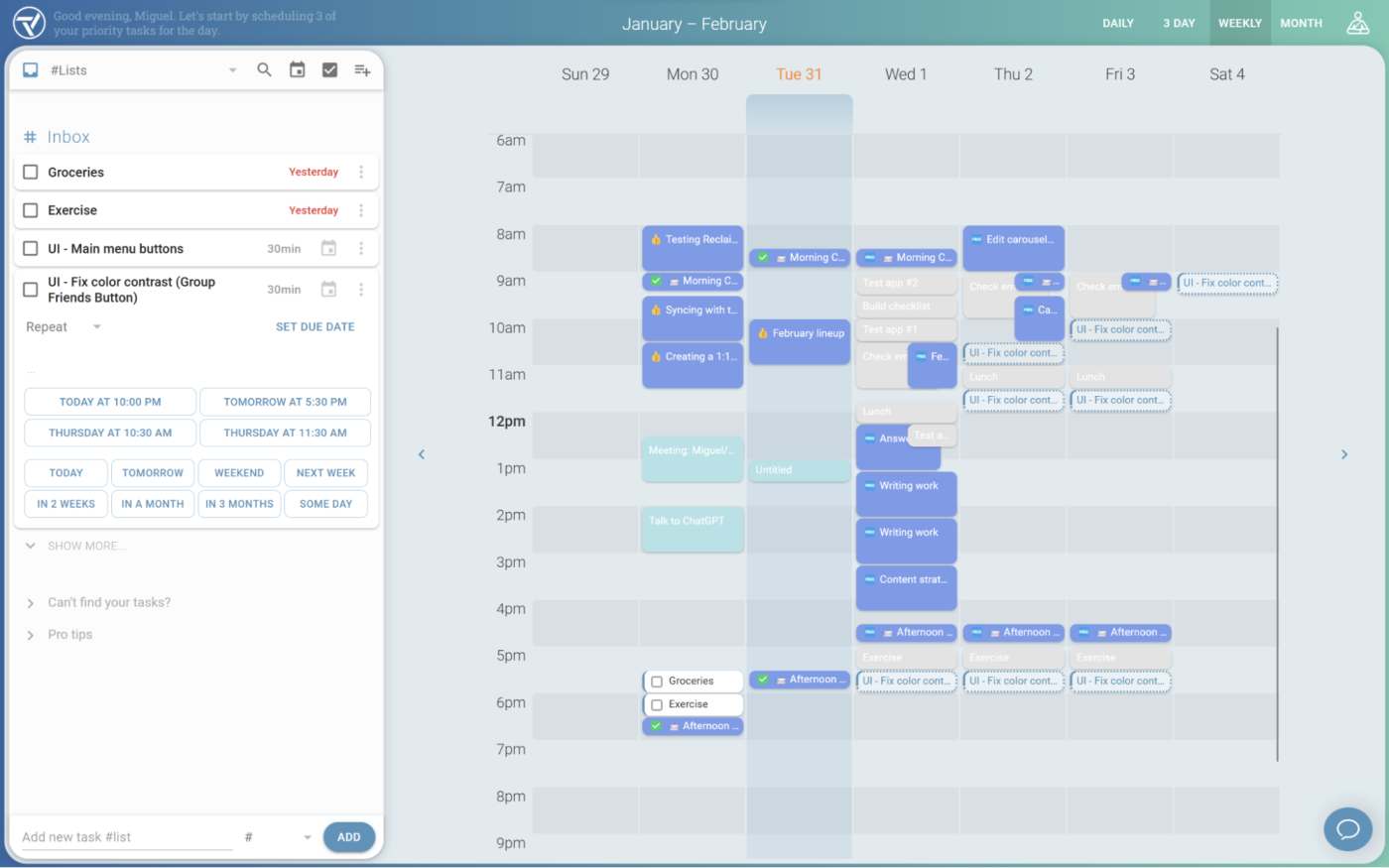 Trevor, our pick for the best AI calendar for a simple, free solution for task management