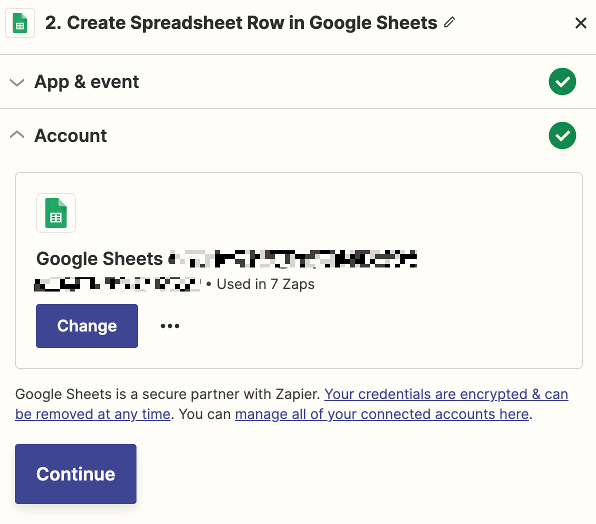 Screenshot of Google Sheets account in editor