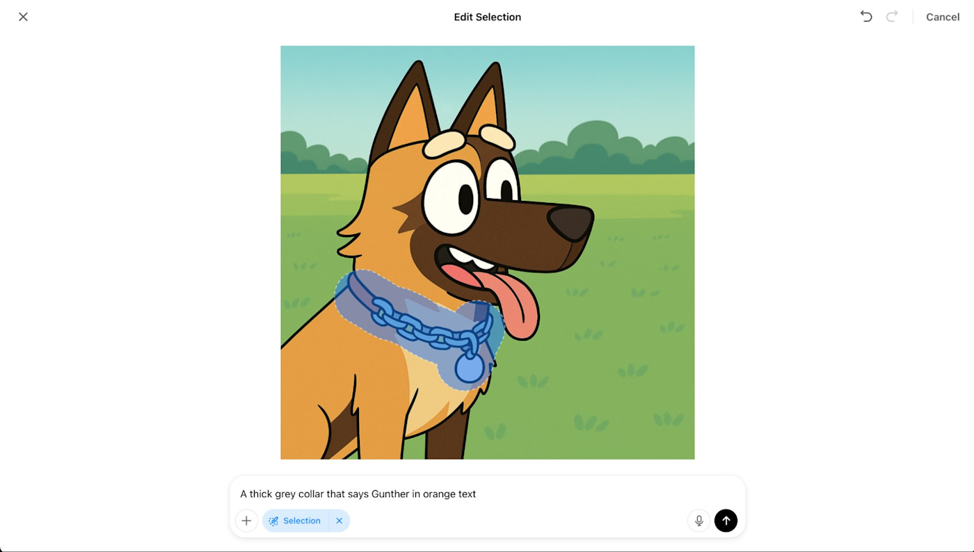 ChatGPT turning Harry's dog into a Bluey character