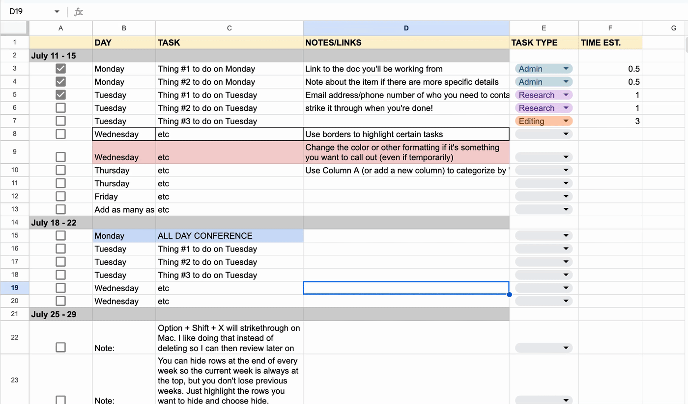Demo of how to hide rows in Google Sheets. 