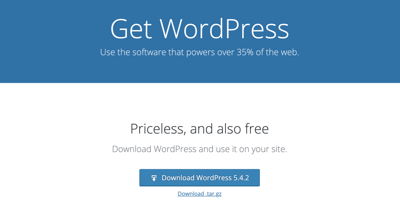 Downloading WordPress at WordPress.org