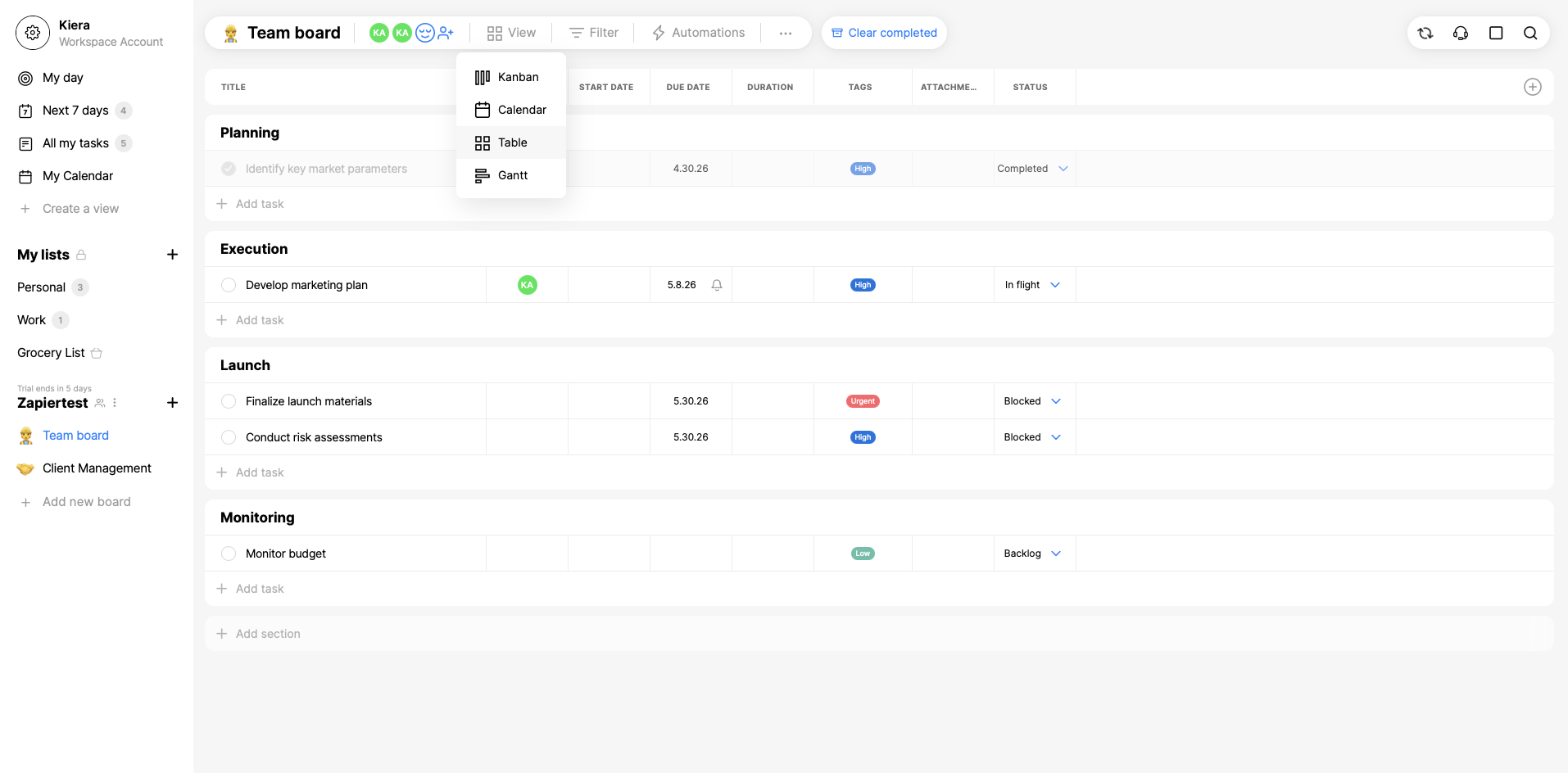 Any.do, our pick for the best project management software for individuals and small teams