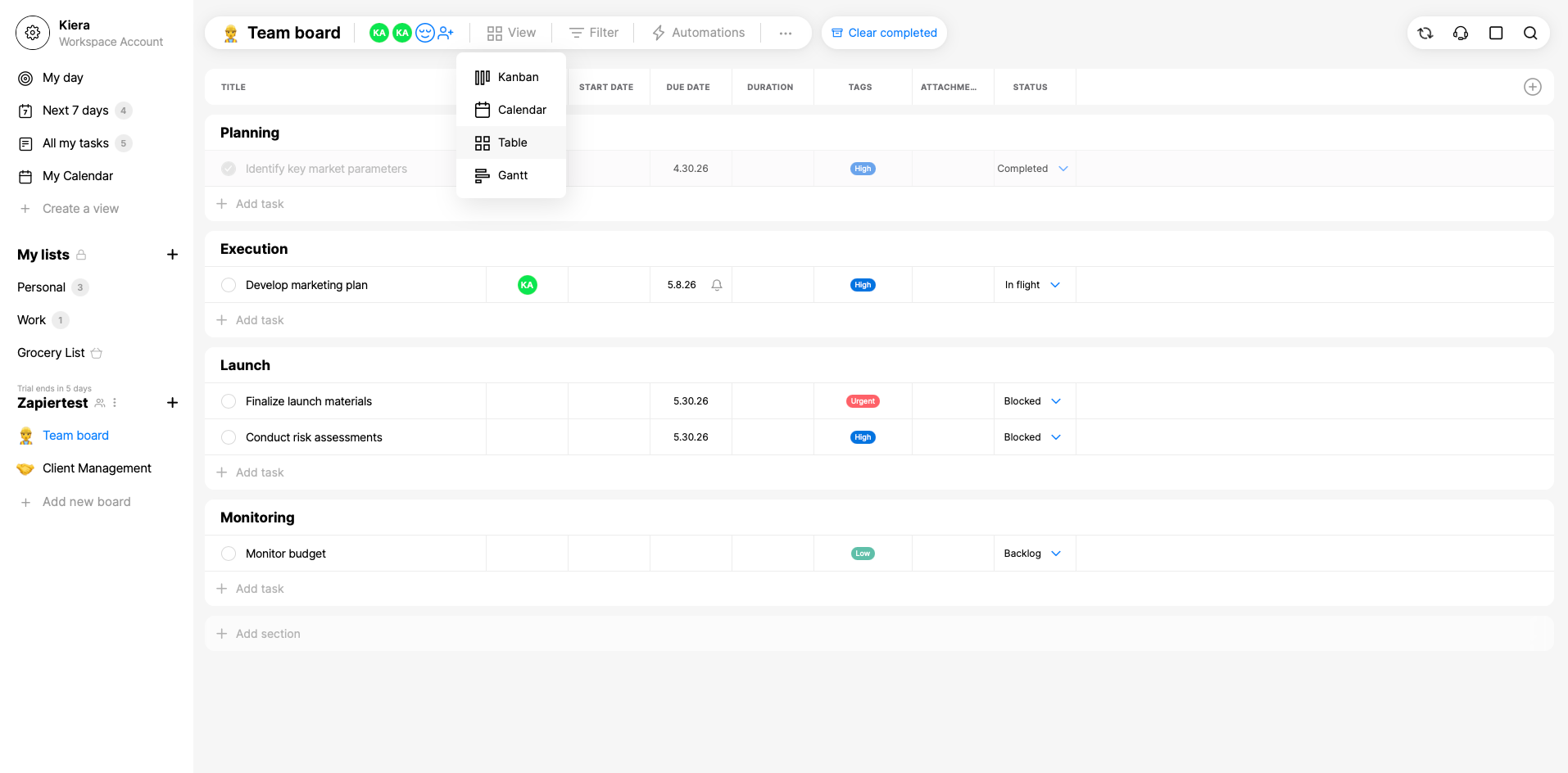 Quire's streamlined interface keeps project management simple