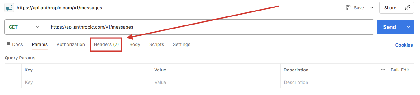 The Headers option in Postman