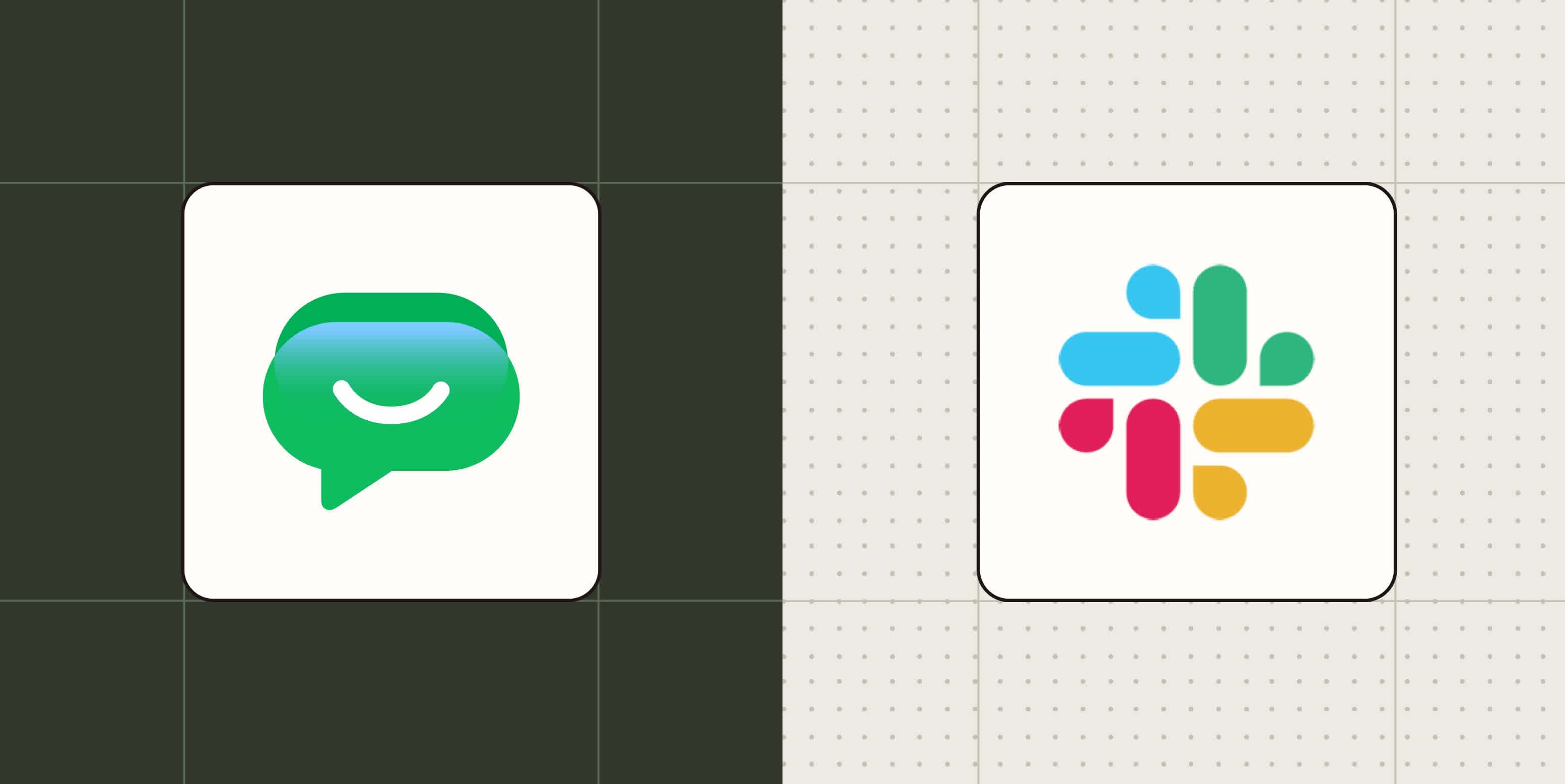 Hero image with the logos of Google Chat and Slack