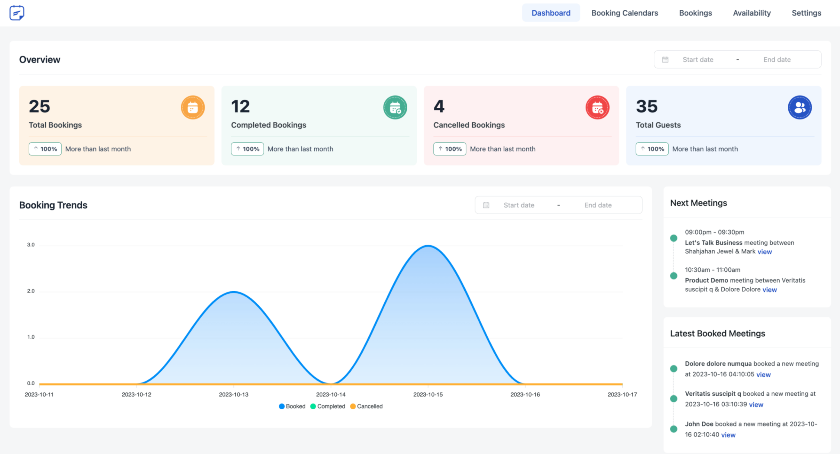 A screenshot of FluentBooking, a WordPress booking plugin.