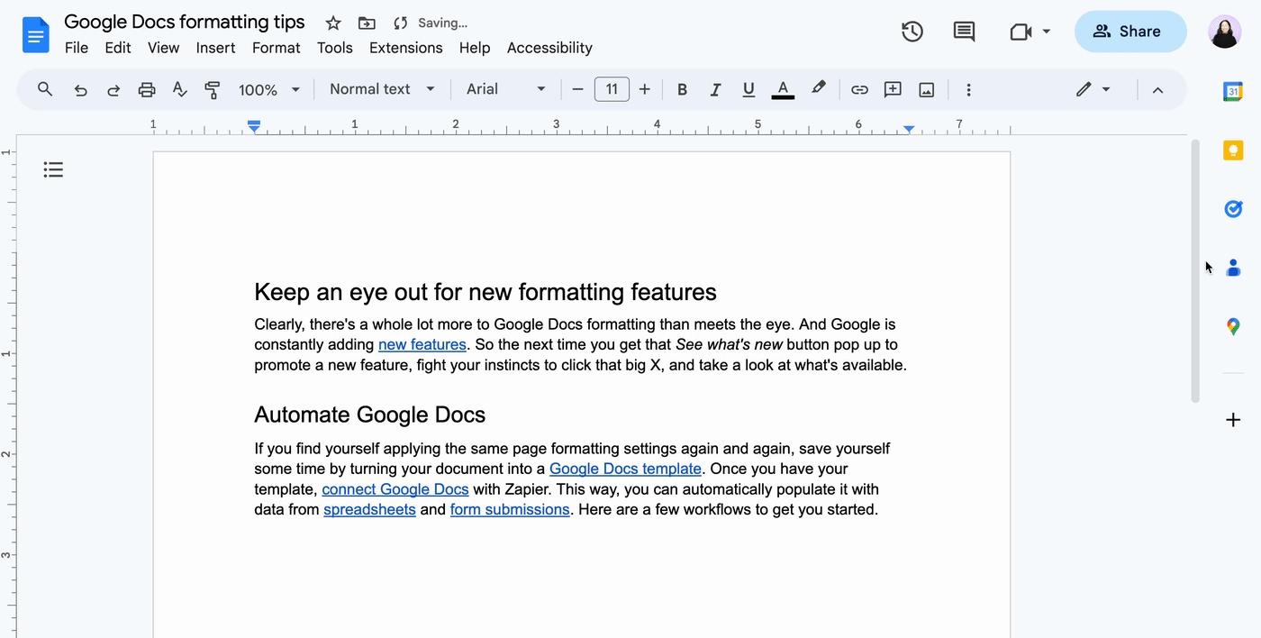 How to change the height in Google Docs using the ruler.