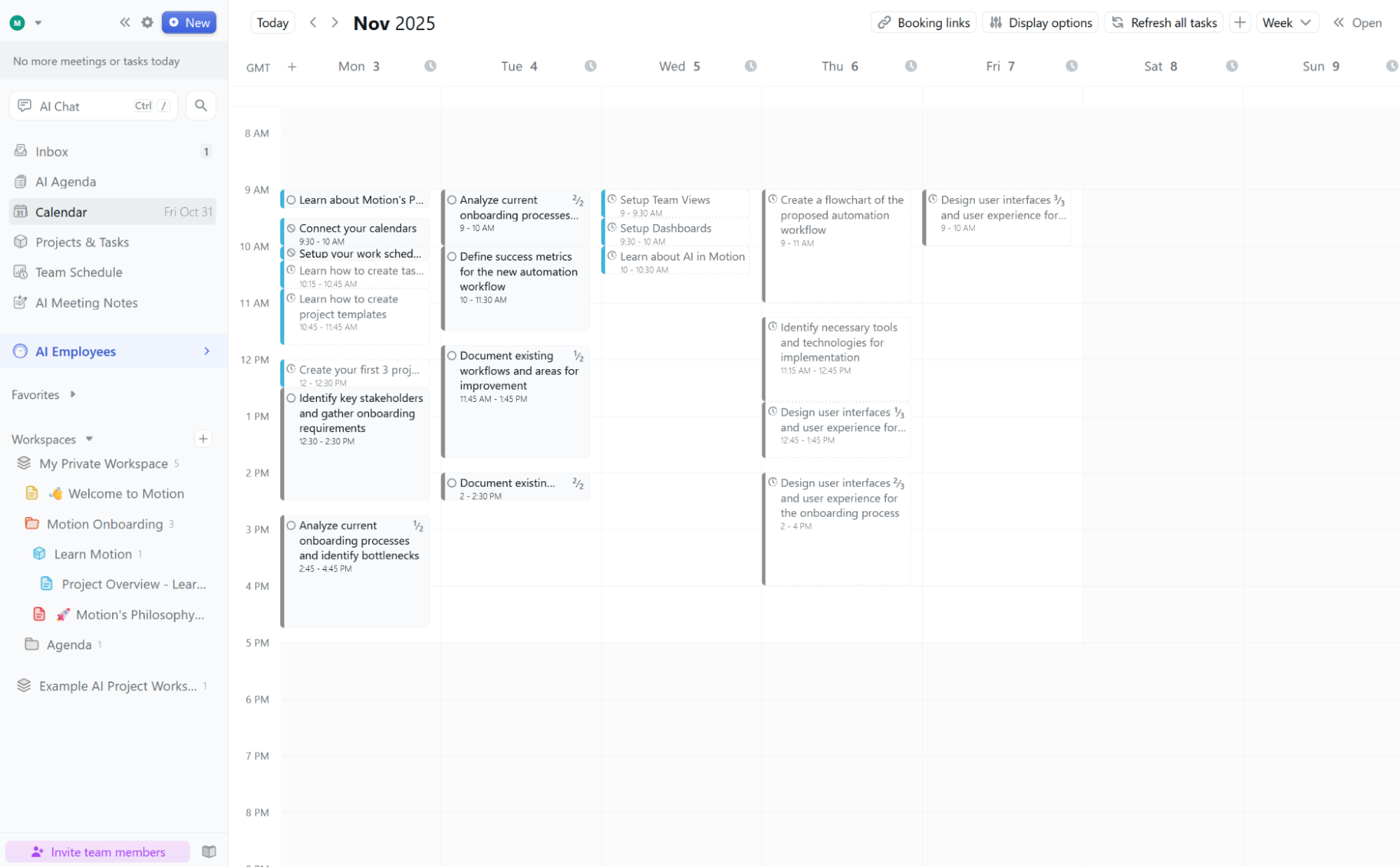 Motion, our pick for the best AI personal assistant for project management.