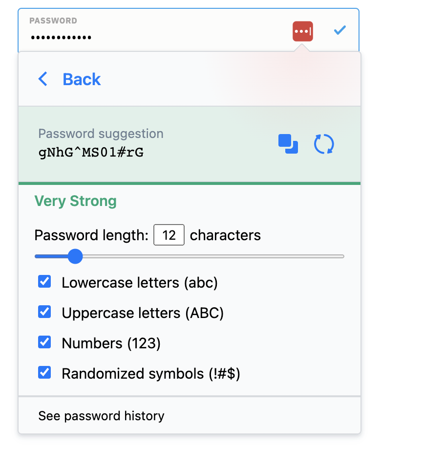 Generating a password in LastPass
