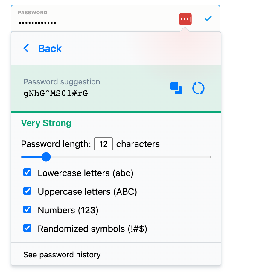 How do you select a different generated password? — 1Password