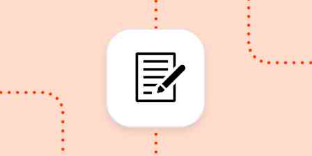 An icon of a notepad with pen on an orange background