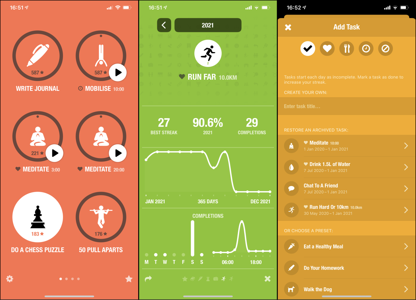 Streaks, our pick for the best habit tracker for iPhone