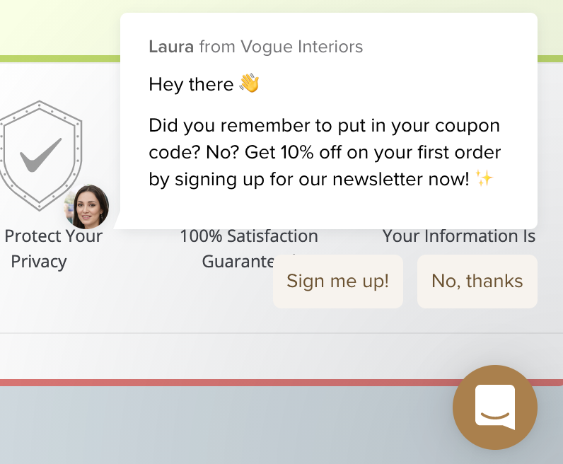 A chatbot offering a discount
