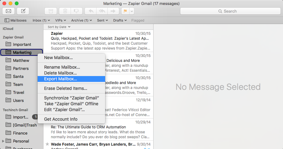 Export email