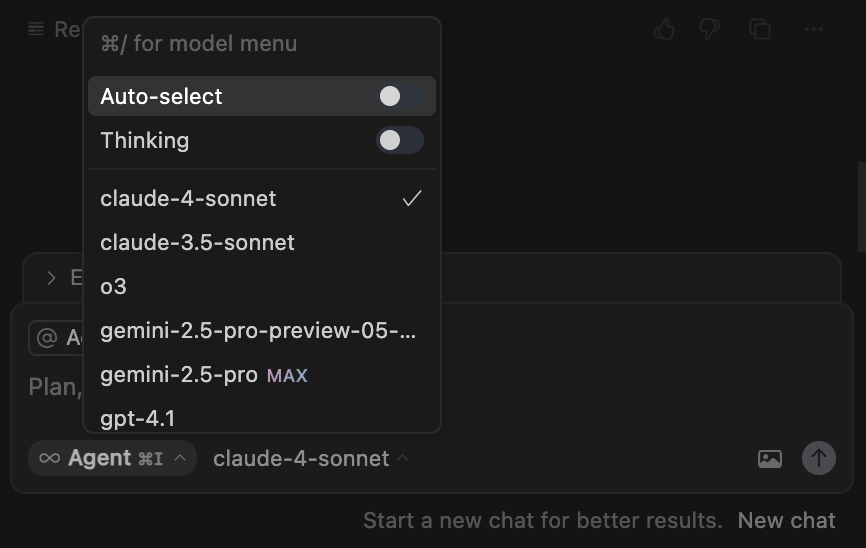 Choosing an AI model in Cursor