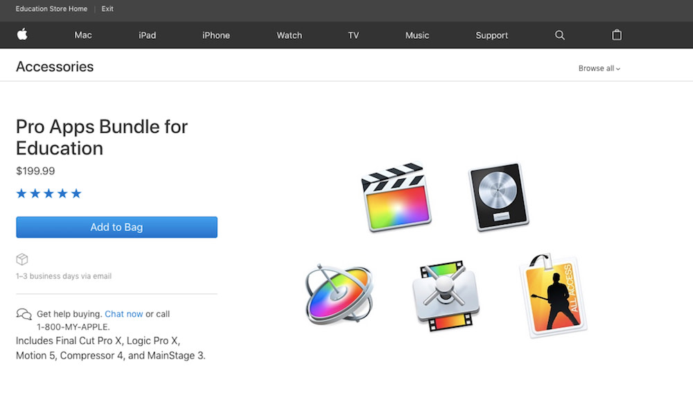 Apple Pro Apps Bundle student discount landing page