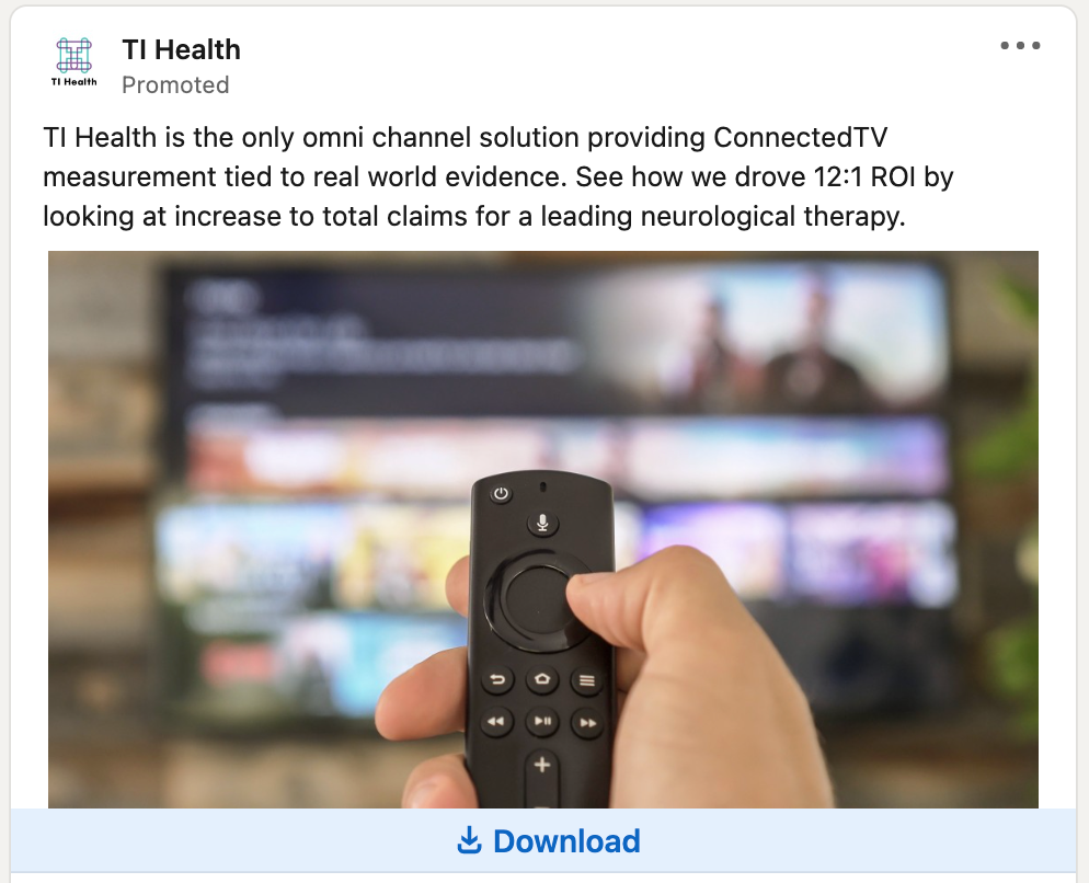 LinkedIn Lead Gen ad example from TI health, promoting a case study