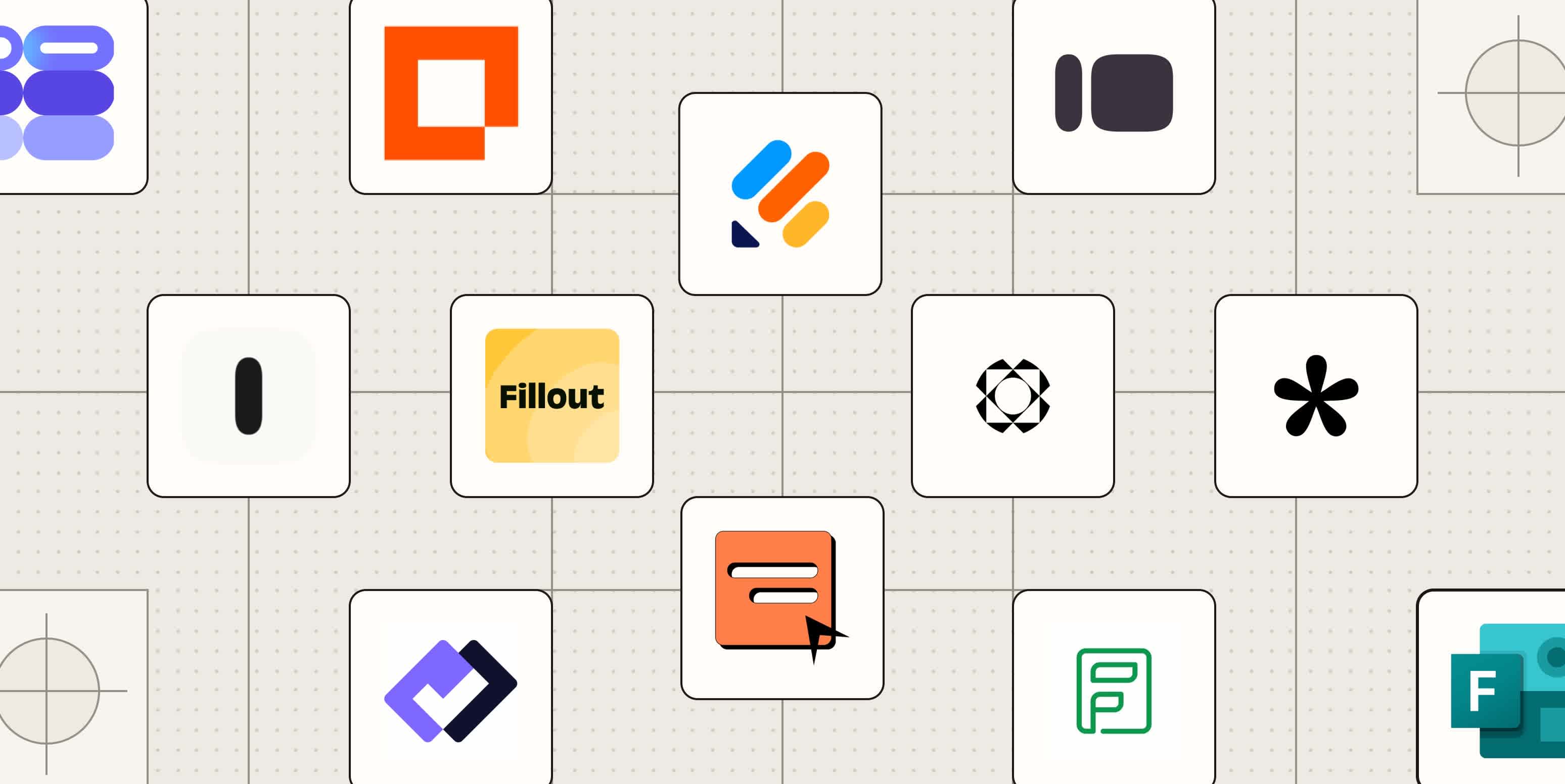 A hero image with the logos of the best form builders
