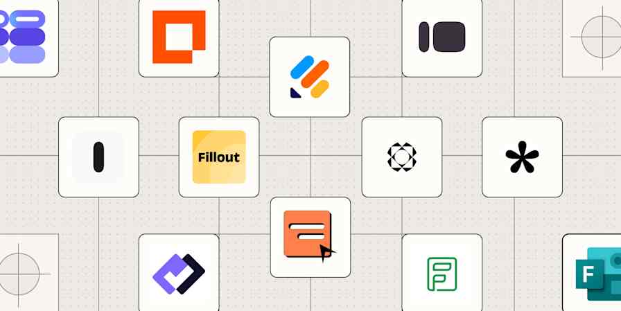 A hero image with the logos of the best form builders