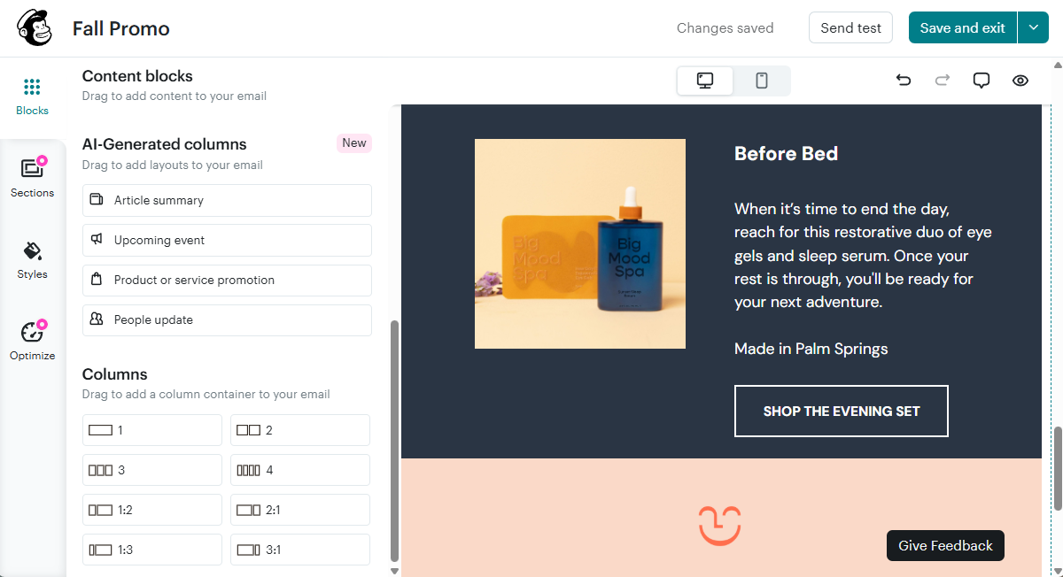 Creating AI-generated columns in Mailchimp