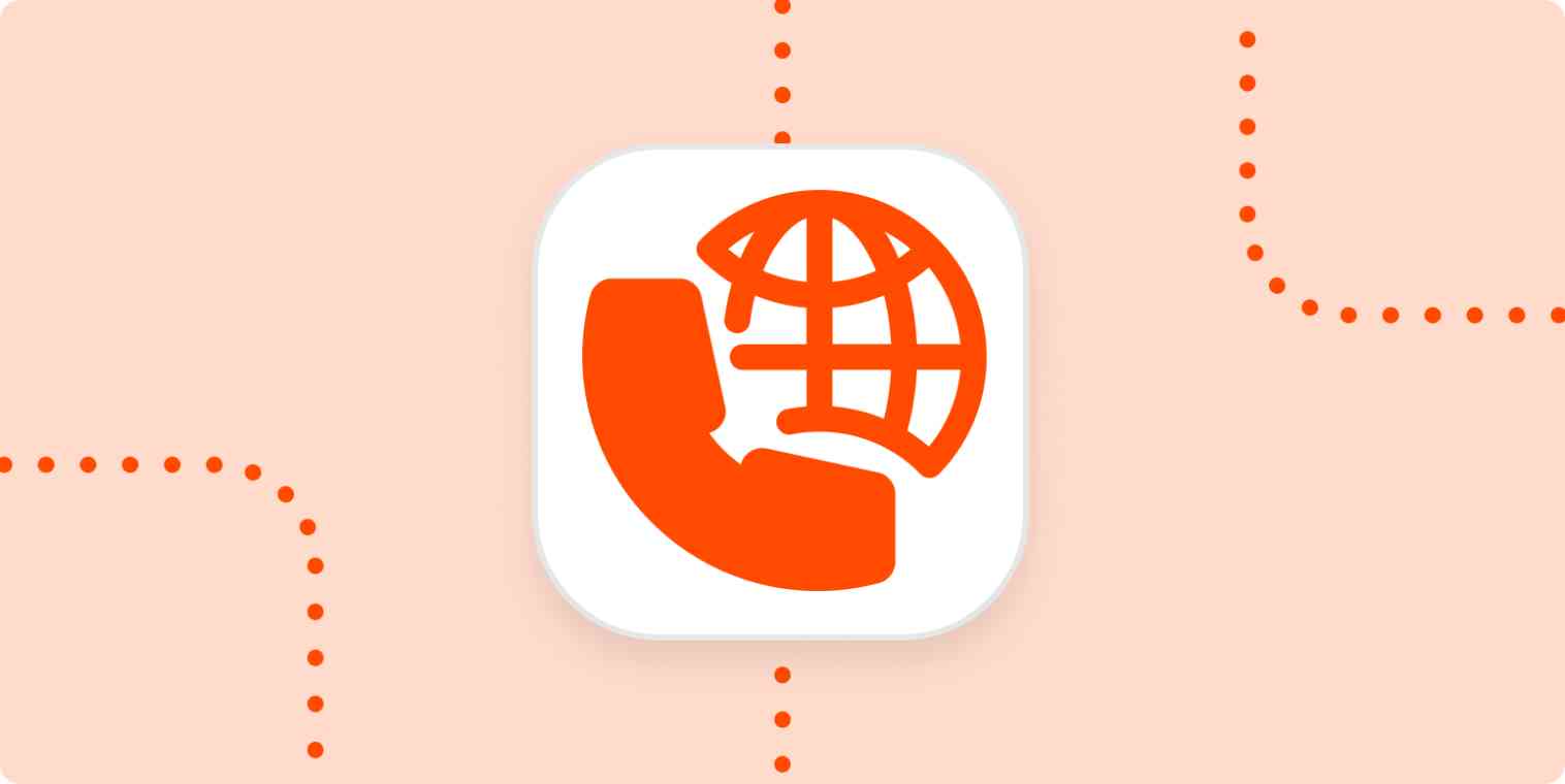 Virtual phone system icon on an orange background.