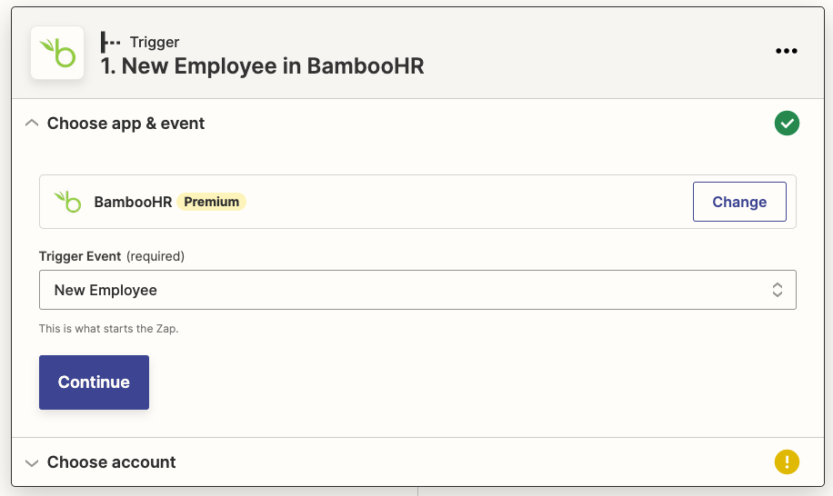 The BambooHR logo and the text "New Employee in BambooHR".