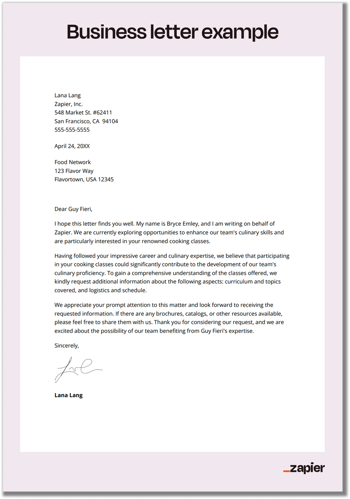 Business letter example. 