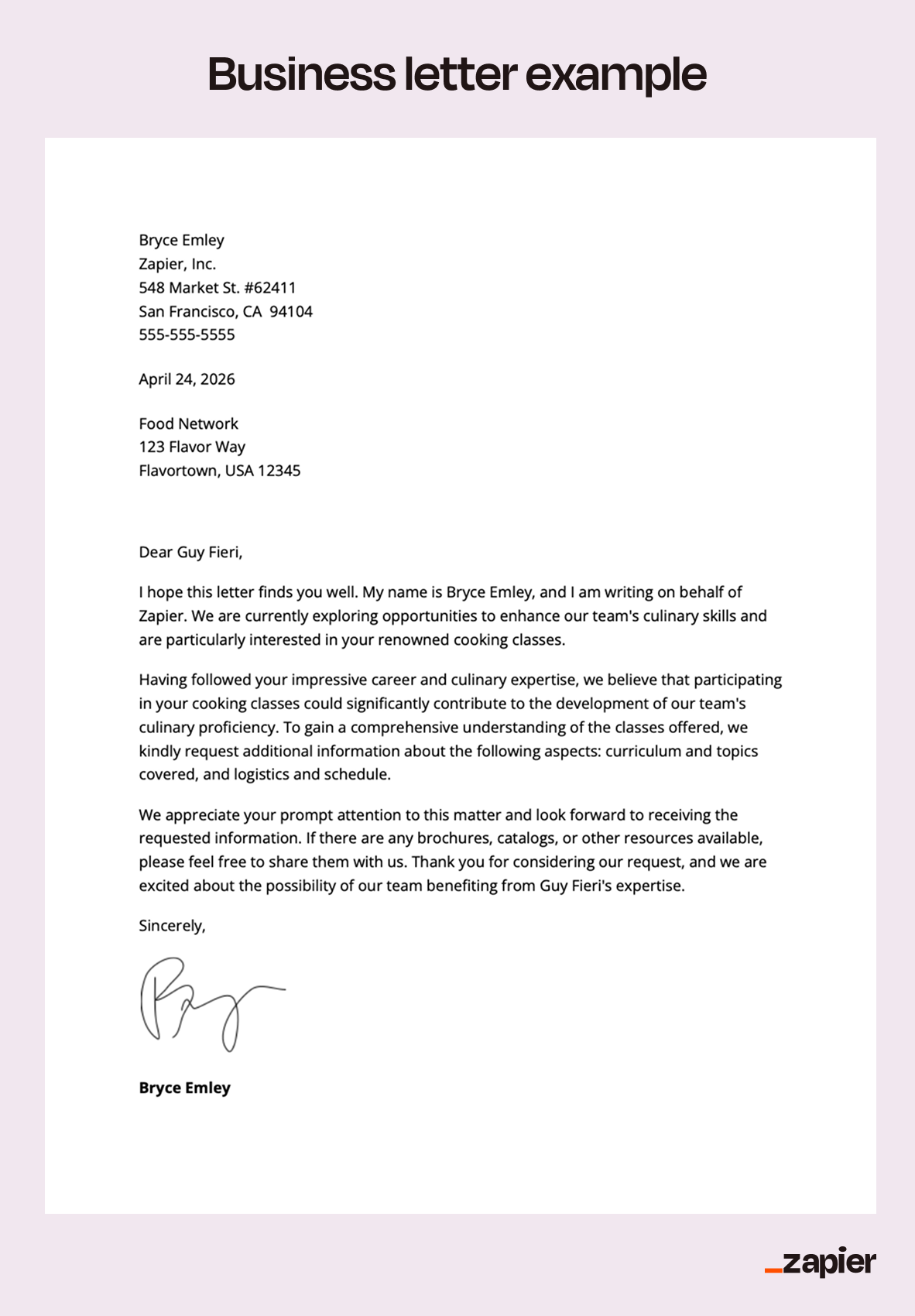 Business letter example. 