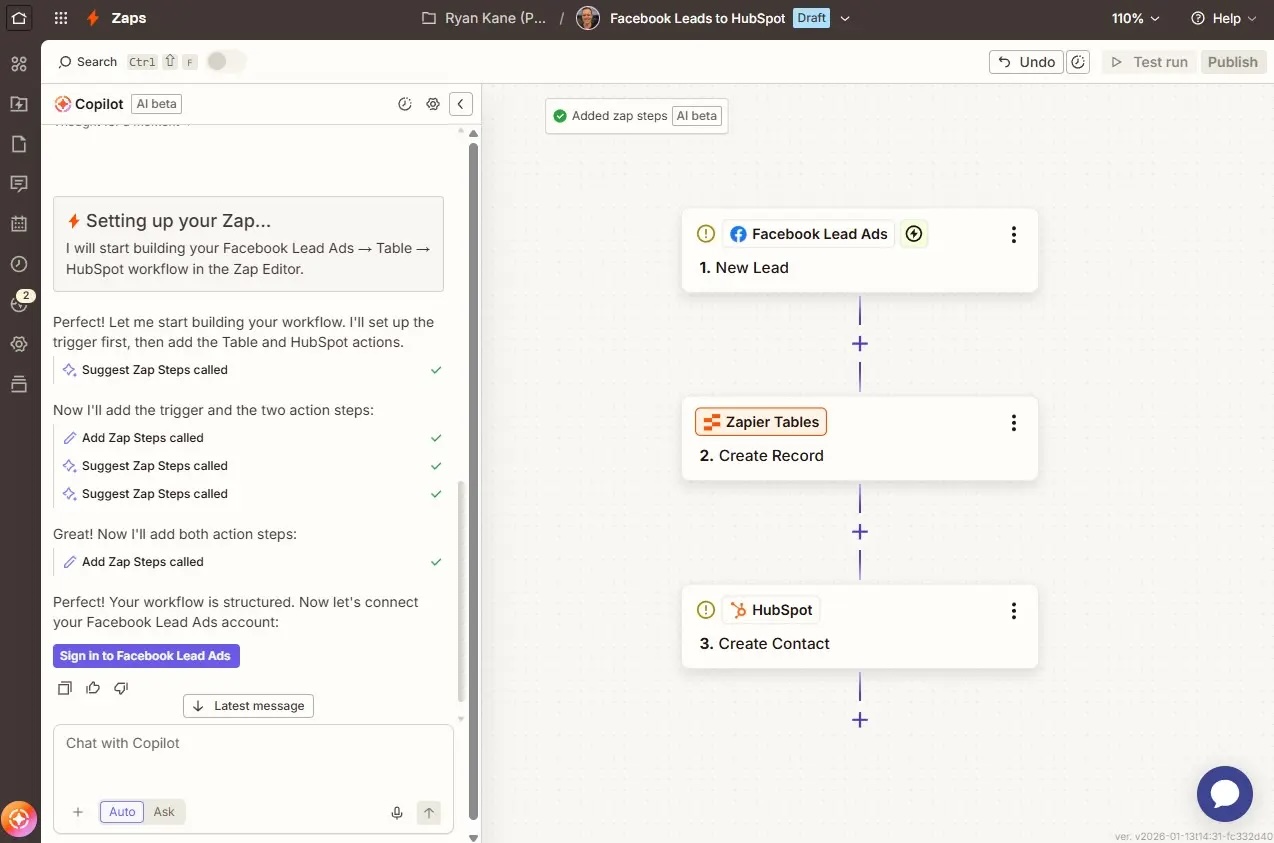 Zapier, our pick for the best AI app builder for automation
