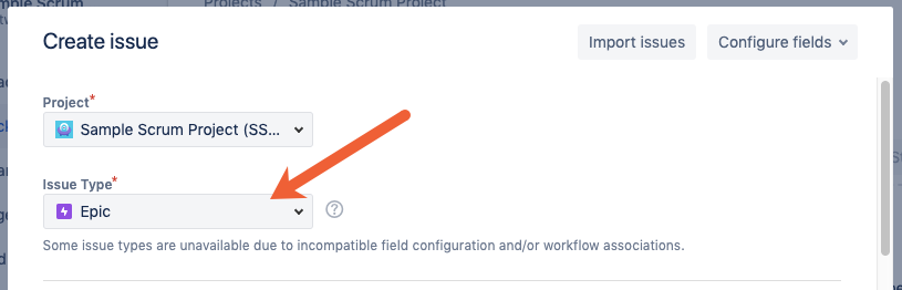 create epic in Jira