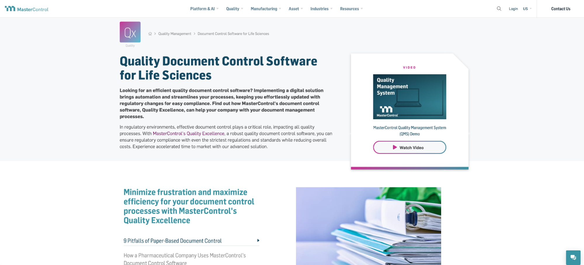 MasterControl, document management software for security and compliance