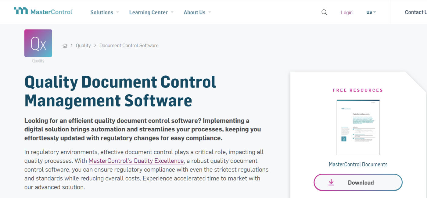MasterControl, document management software for security and compliance