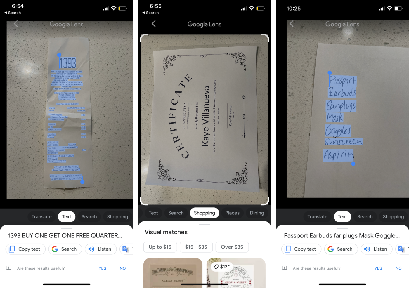 Google Lens, our pick for the best OCR app for Google bells and whistles