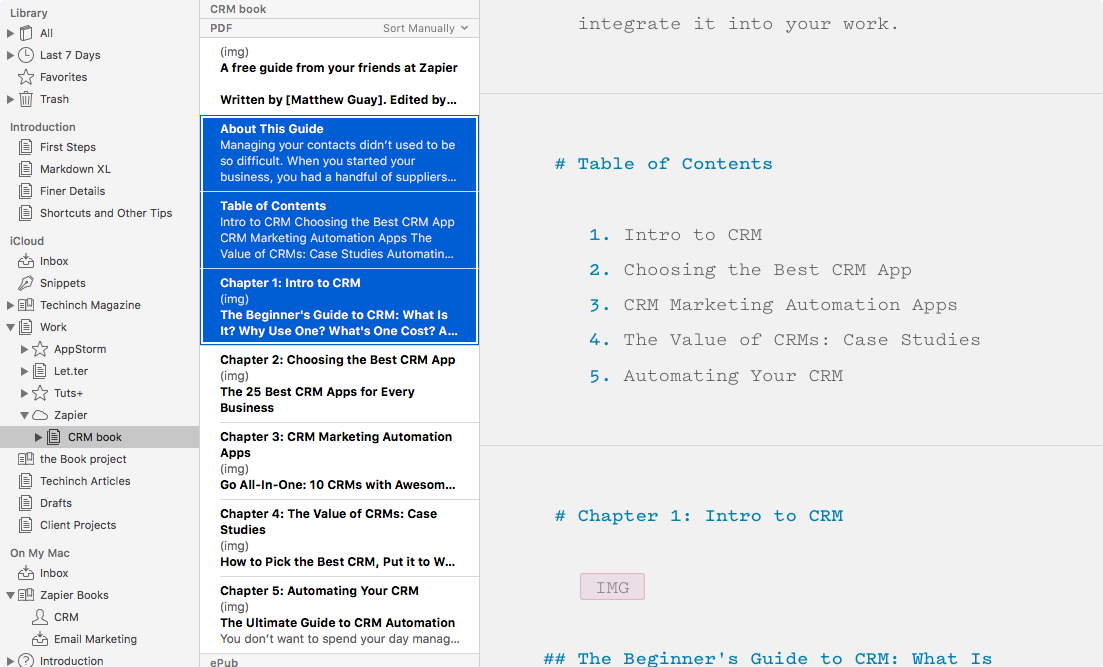 Organize documents in Ulysses