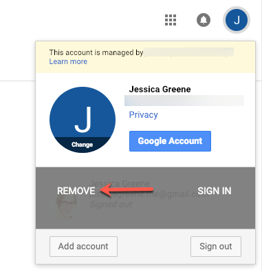 remove Google account from Chrome