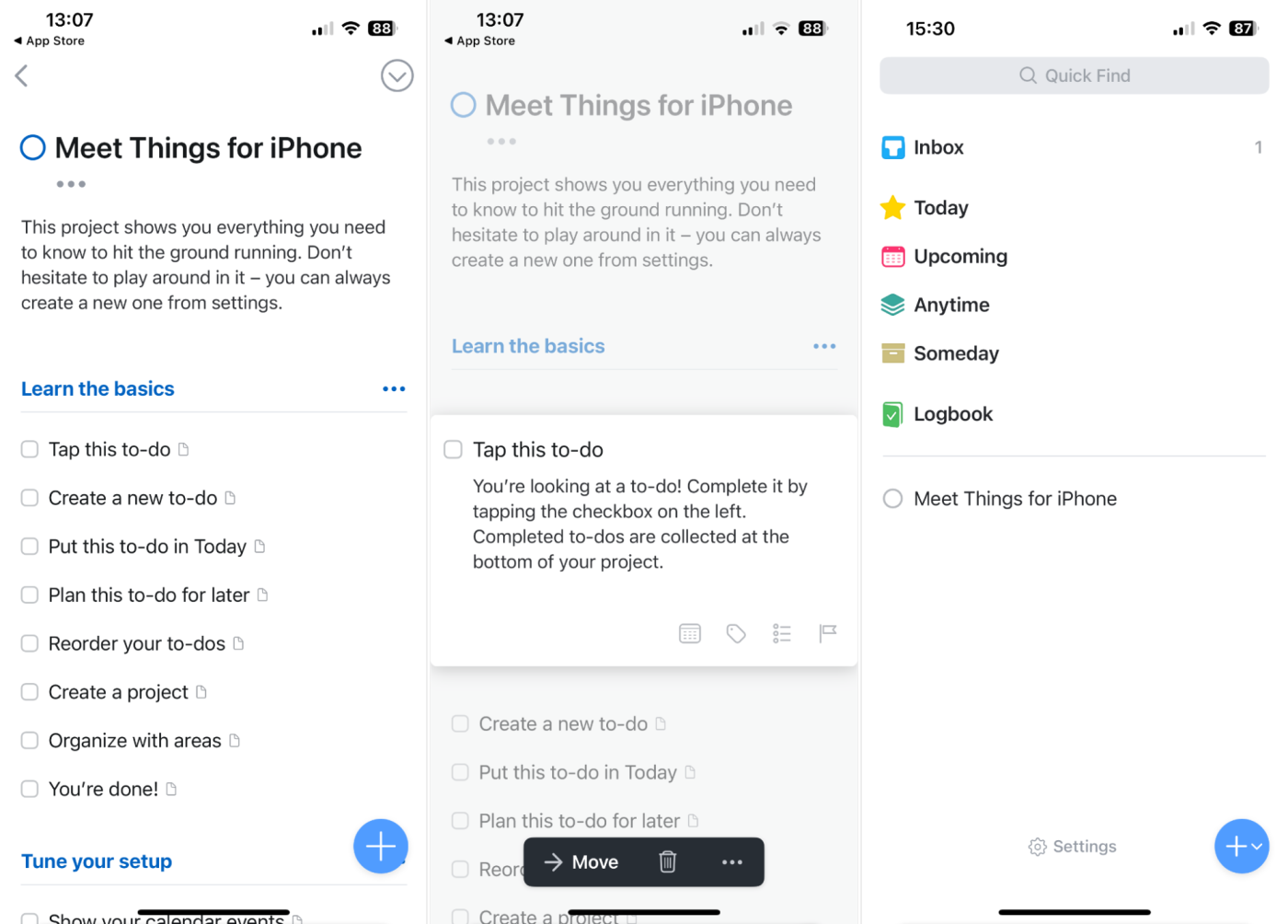 Things, our pick for the best iPhone productivity app for tracking tasks
