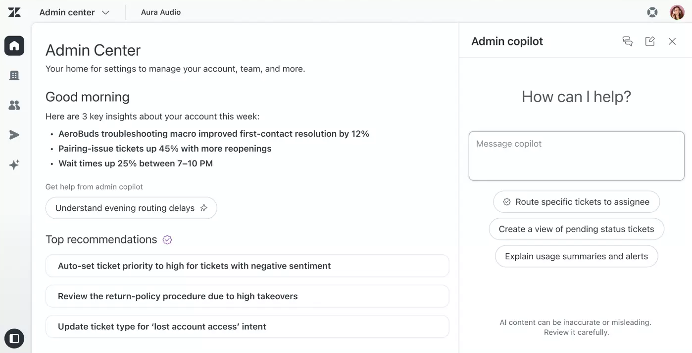 Zendesk's admin copilot