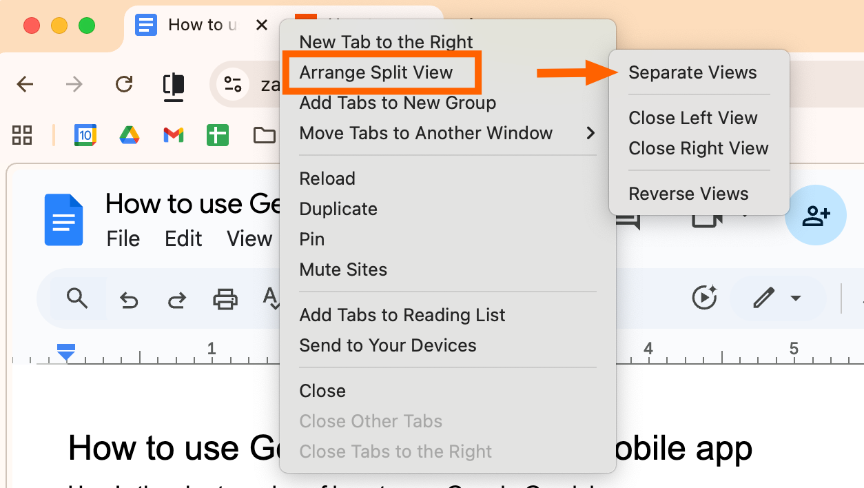 How to separate split screen on Chrome. 