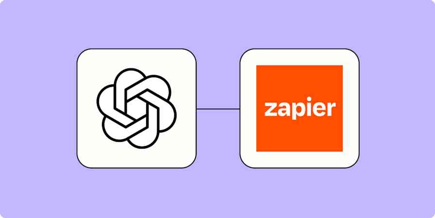 hero image of openai and zapier logo on a purple background