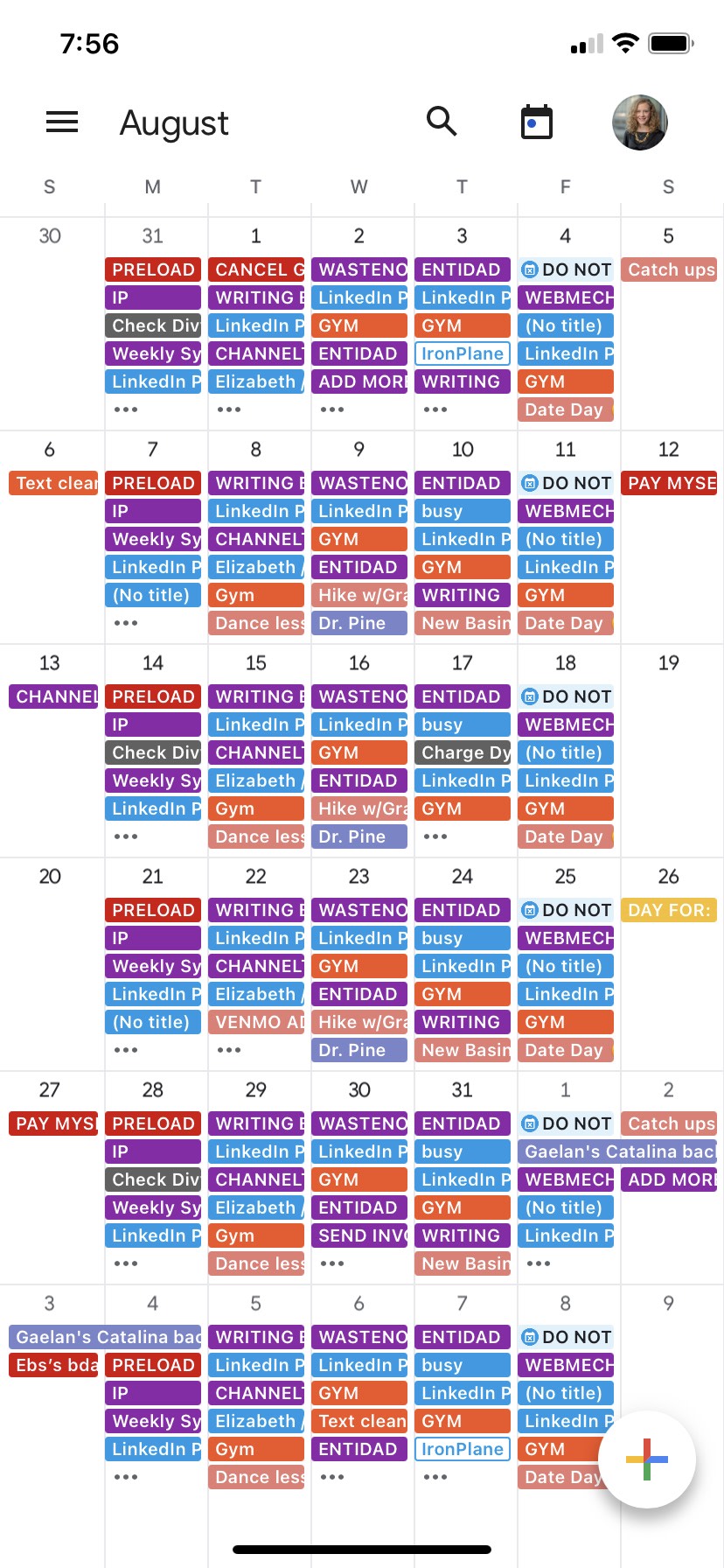 Liz's color-blocked calendar