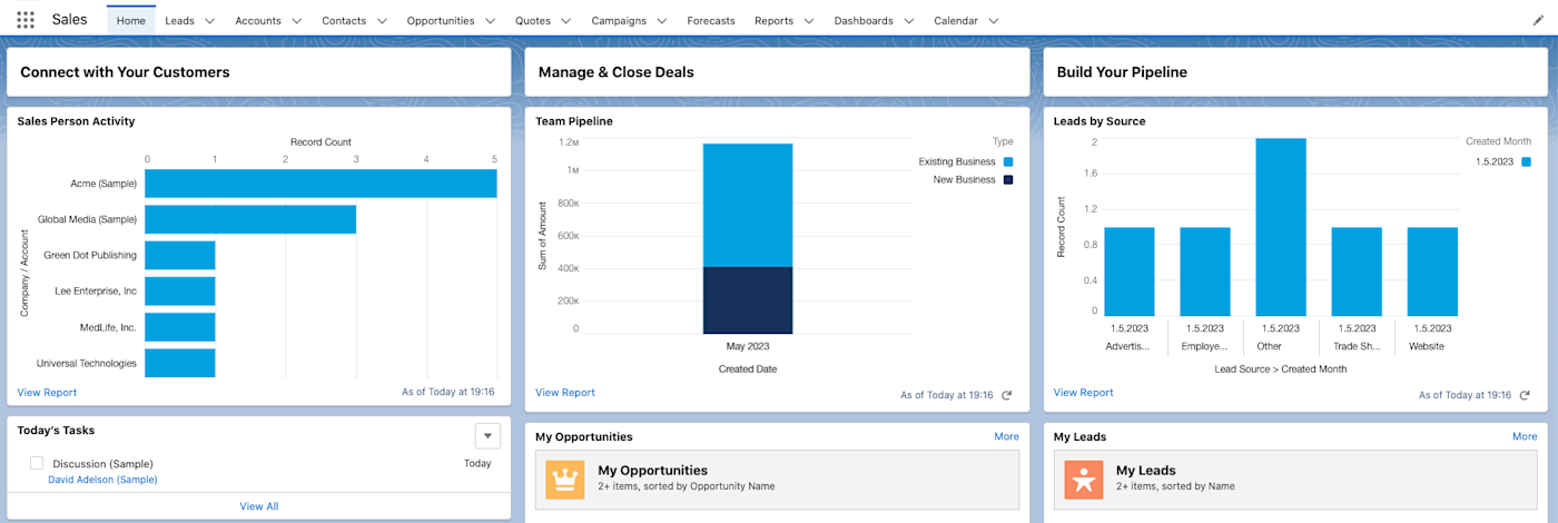 Screenshot of the author navigating Salesforce's dashboard