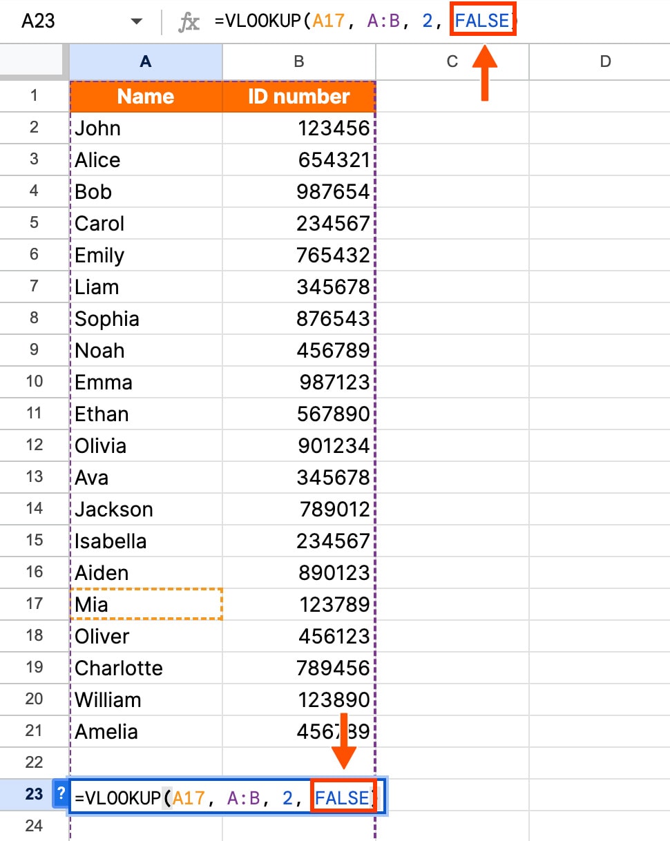Screenshot of determining is_sorted value in a Google Sheet.