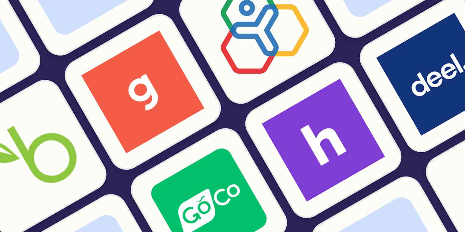 Hero image with the logos of the best HR software for small businesses