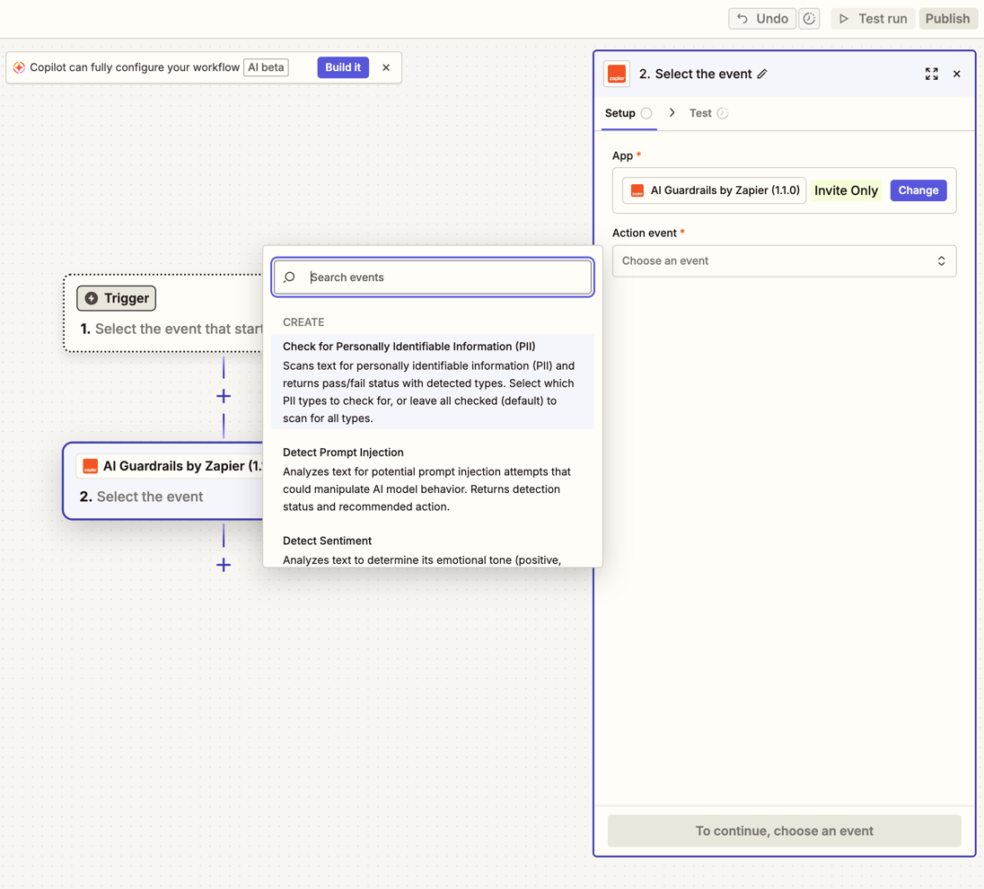 AI guardrails in a Zap