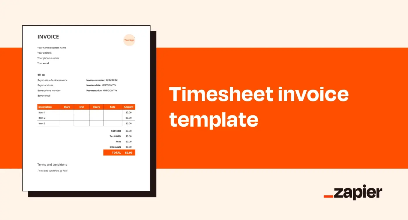 Mockup showcasing Zapier's timesheet invoice template