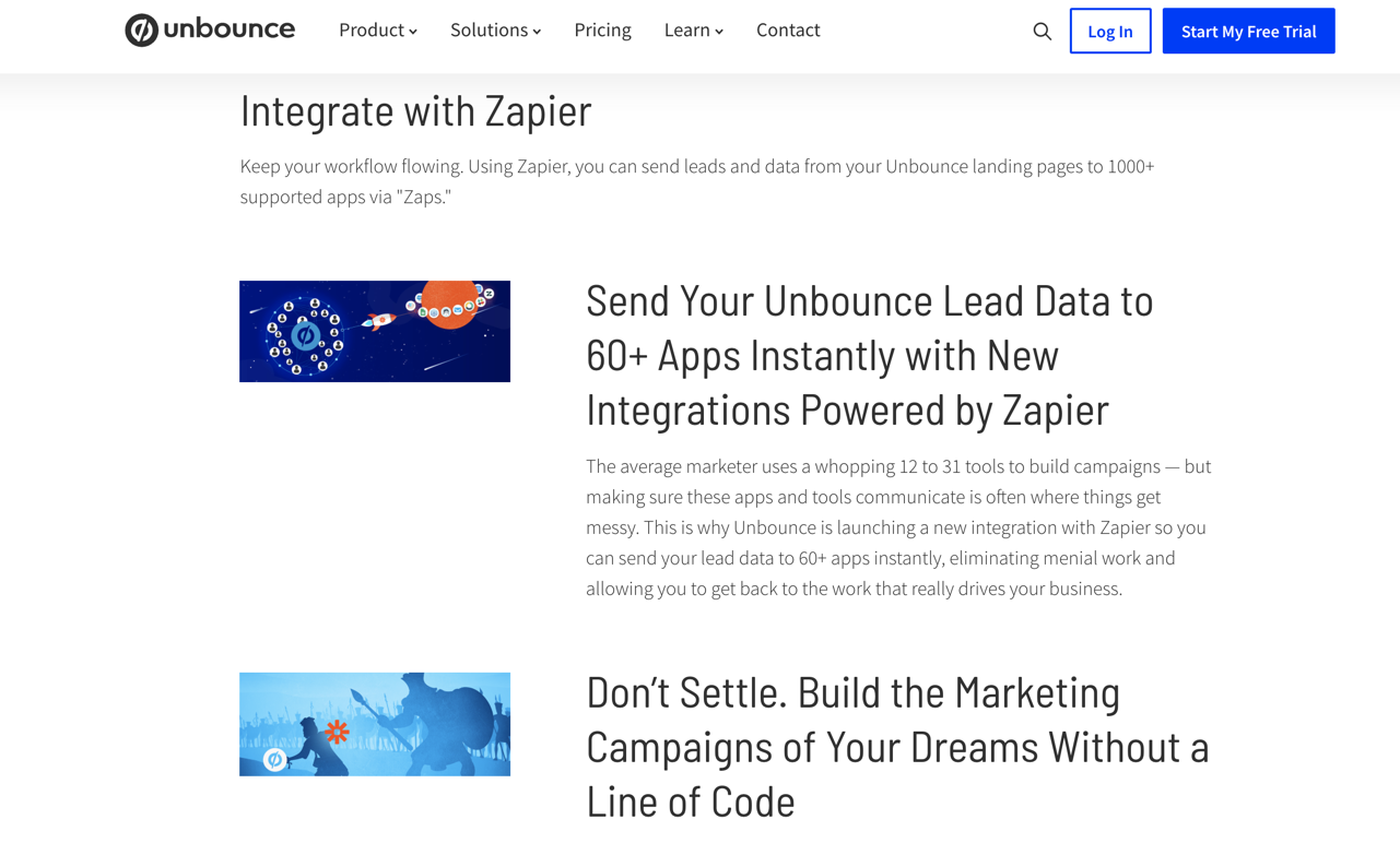 Zapier featured in the Unbounce blog